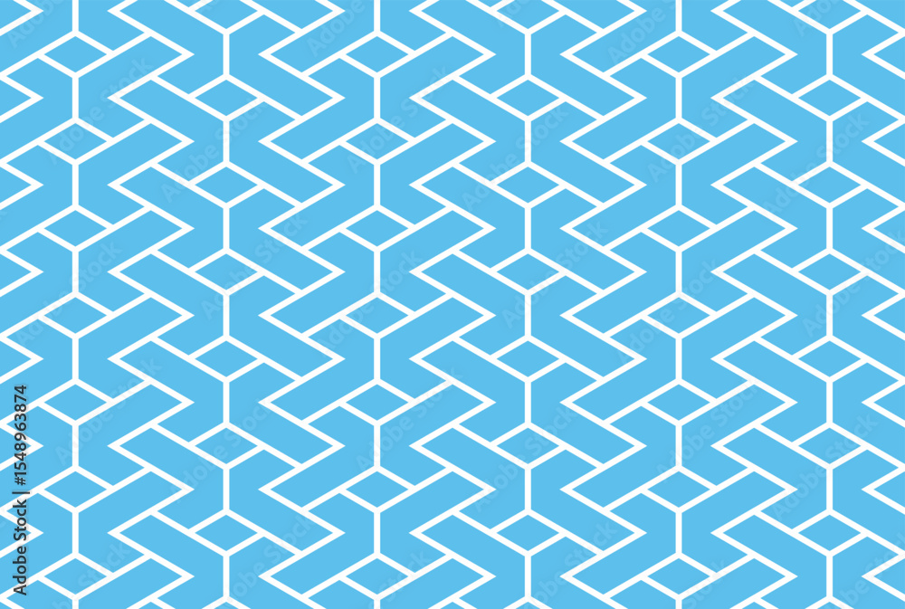 Poster The geometric pattern with lines. Seamless vector background. White and blue texture. Graphic modern pattern. Simple lattice graphic design