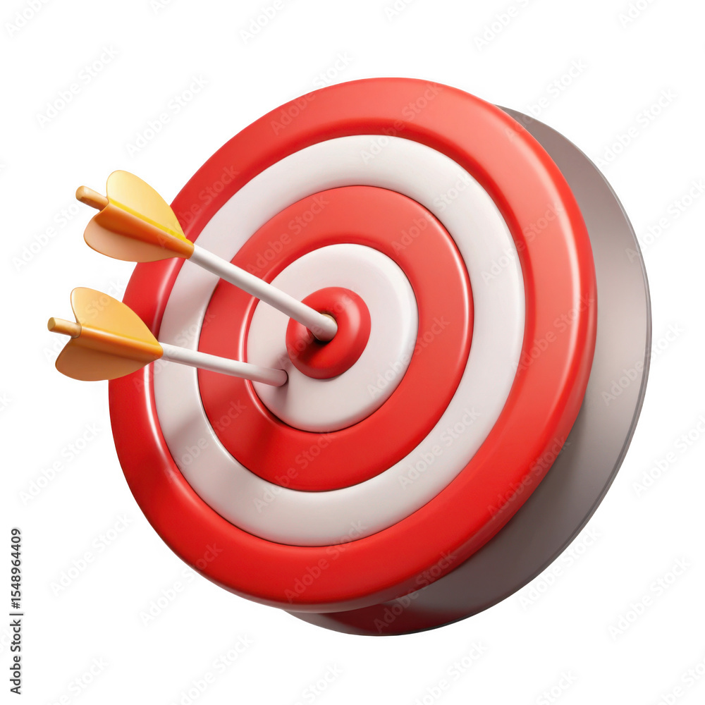Poster 3d target with arrows bullseye render on transparent background