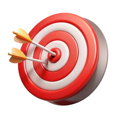 3d target with arrows bullseye render on transparent background