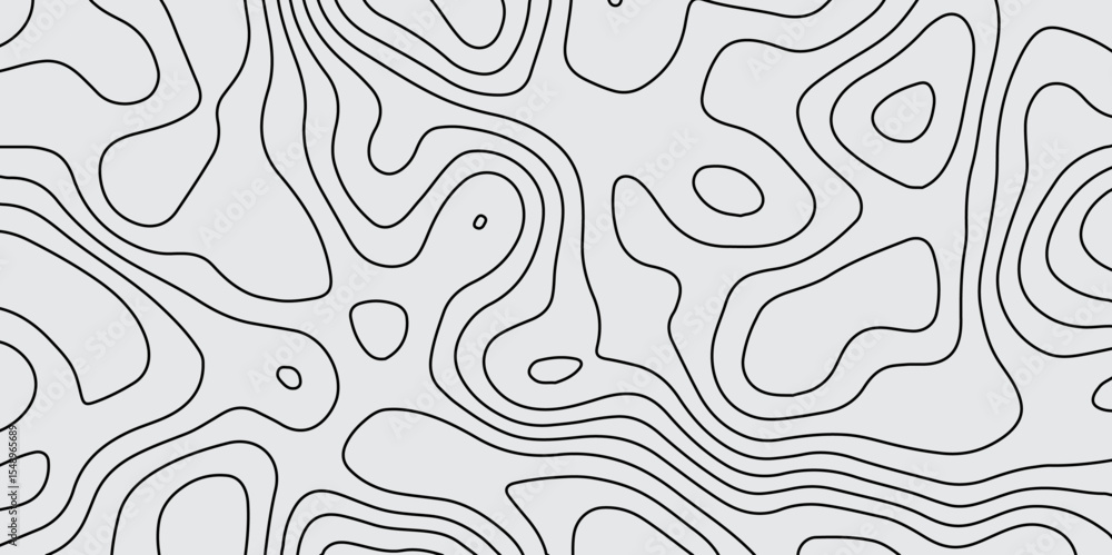 Poster black line topography pattern – abstract monochrome contour vector background.