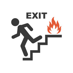 Emergency Exit Fire Escape Sign with Running Man Icon