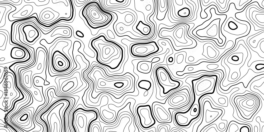 Poster modern black and white topography design with artistic terrain line mapping pattern.