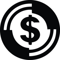 Abstract Black and White Circular Design Featuring a Central Dollar Sign Symbol bold graphic design showcases prominent dollar sign within circular frame