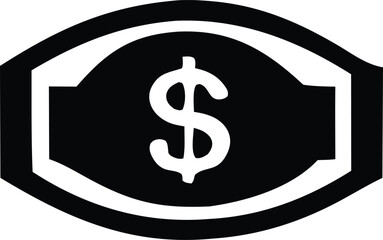 Black and White Shield Shaped Dollar Sign Icon Graphic Design stylized black shield with white dollar sign the center white border accents