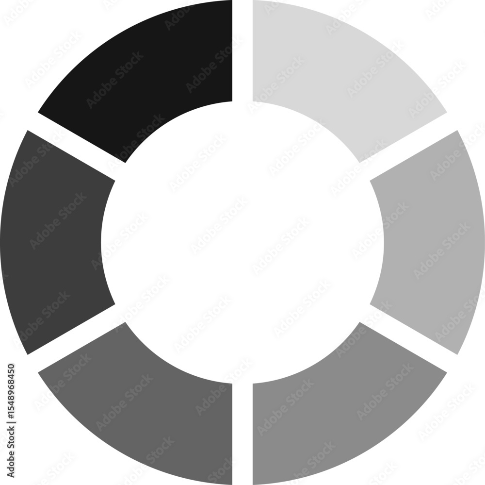 Aufkleber eight segments forming a circle represent progress or download status, using shades of gray from bla