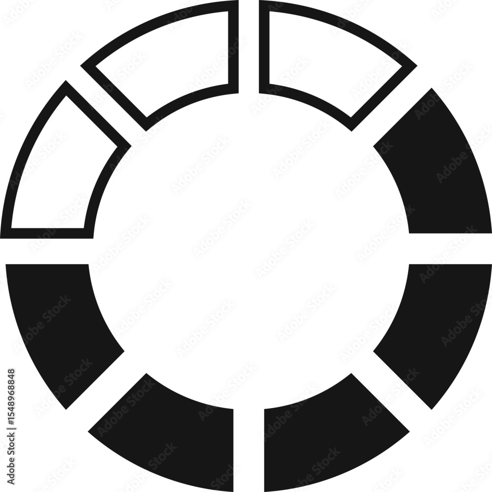 Poster circular chart is divided into sections, symbolizing data analysis, statistics, and information visu