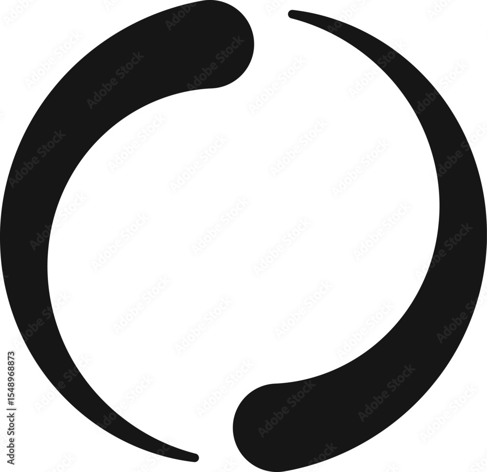 Poster loading icon featuring two black lines rotating to create an incomplete circle, representing an ongo