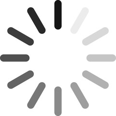 Circular progress indicator featuring segments transitioning from black to gray, representing an ongoing operation or download, capturing the essence of digital activity and processing