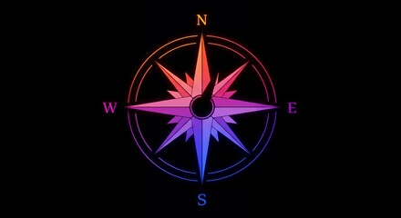 Neon Compass Rose: A Vibrant Guide to Directions