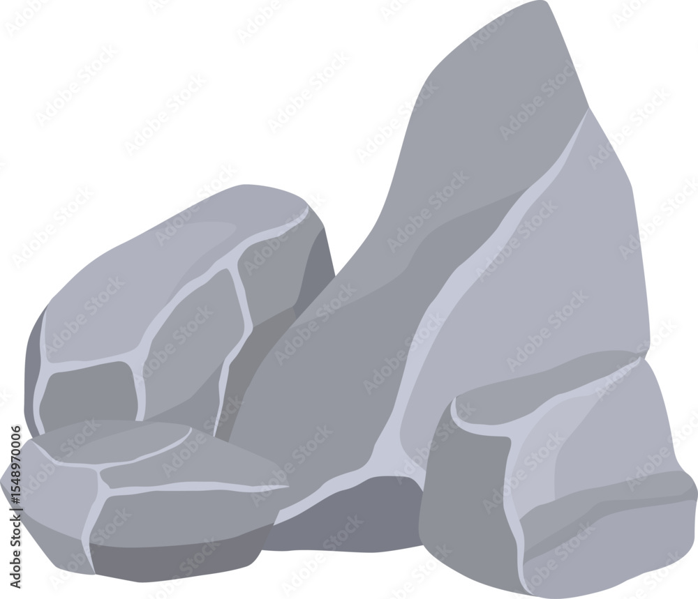 Poster four gray rocks of various shapes and sizes are grouped together, creating a natural rock formation 