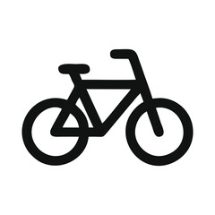 A clean and minimalistic bicycle icon designed on a white background. The simple line art style represents eco-friendly transport and a healthy lifestyle. Ideal for mobile apps, websites, cycling even