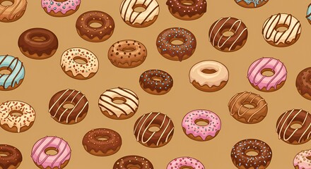 A Delightful Array of Assorted Donuts: A Sweet Treat Pattern