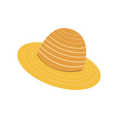 Bright yellow straw hat lying on a flat surface, perfect for summer outdoor activities and beach outings in sunny weather
