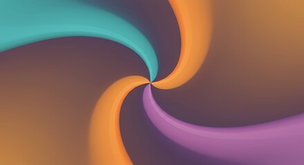 Abstract Swirling Vortex of Teal, Orange, and Purple Hues