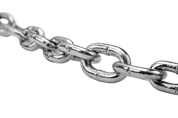 Fototapeta premium Metal Chains and Broken Links – Strength, Security, and Connection Concepts Isolated on White