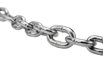 Metal Chains and Broken Links – Strength, Security, and Connection Concepts Isolated on White

