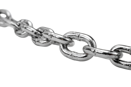 Metal Chains and Broken Links – Strength, Security, and Connection Concepts Isolated on White

