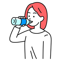 水分補給をするカジュアルな女性