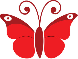 Simple Red Butterfly Illustration with Ornate Details vibrant red butterfly dark red accents and decorative swirls its wings and body The design