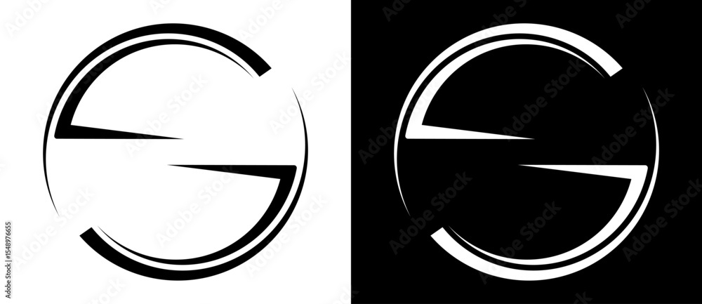 Aufkleber rotating art lines in semi circle shape as symbol, logo or icon. black shape on a white background a
