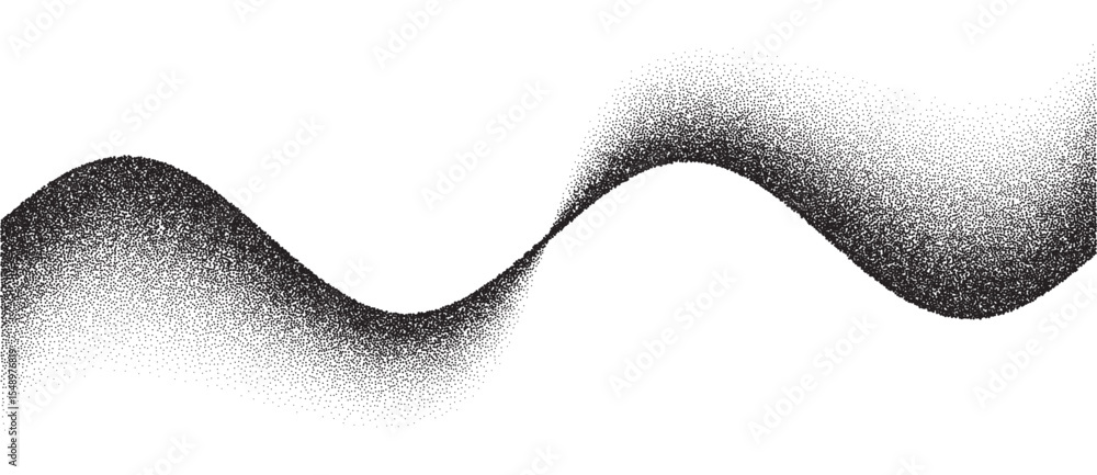 Poster Abstract art background with dots. Waves with stipple effect with chaotic noise. Black dots on white background.