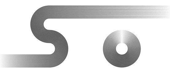 Striped vector background with black parallel lines on white background. Letter S and letter O concept.