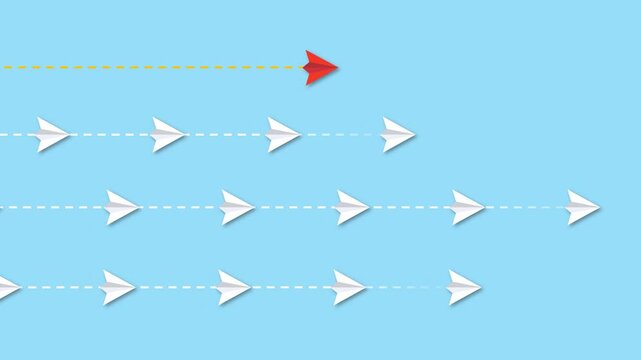 paper plane animation, A simple flat vector diagram combining motivation and finance goals, climbing steps toward a money target with positive icons like stars and arrows. Clean and minimal design.
