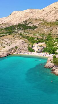 Aerial view of Zala beach on the Stara Ba&scaron;ka on the Krk island, Croatia. One of the most beautiful beach