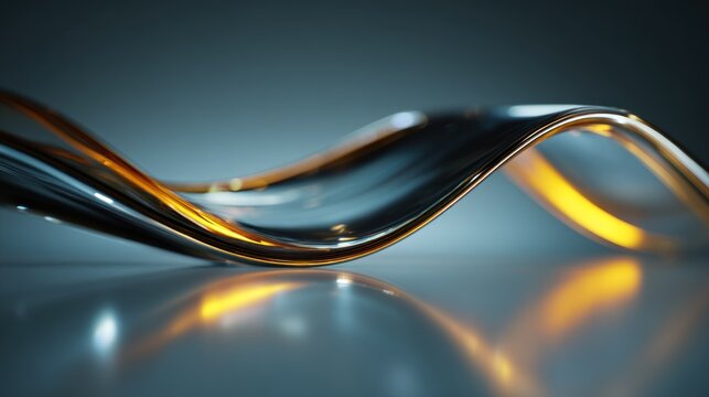 Iridescent Ribbon Flowing with Golden Highlights Against a Serene Backdrop