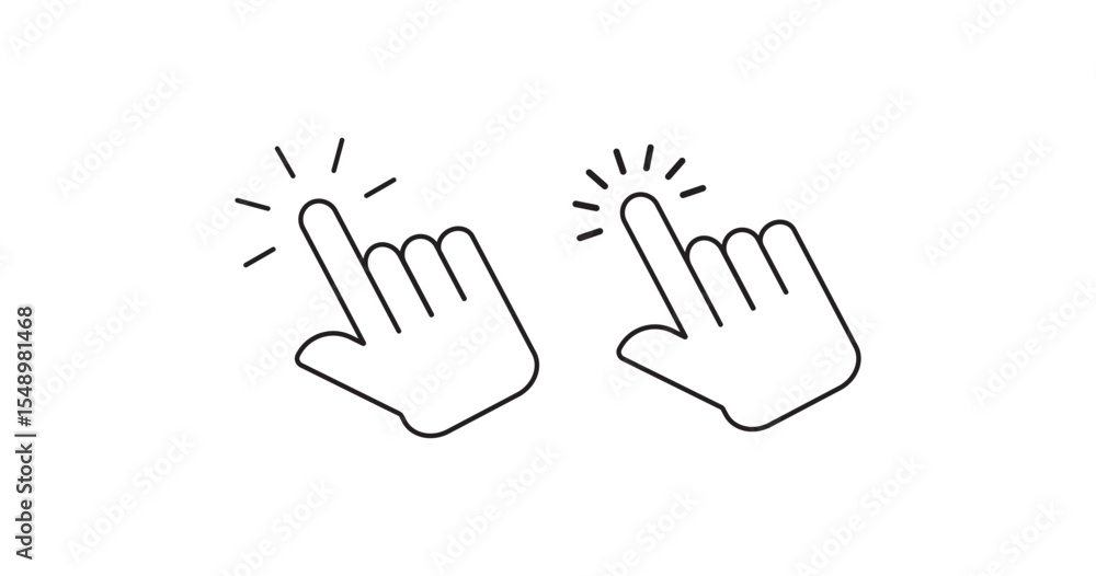 Aufkleber hand clicks icon set.computer mouse click cursor and hand pointer icon set with arrows and loading i