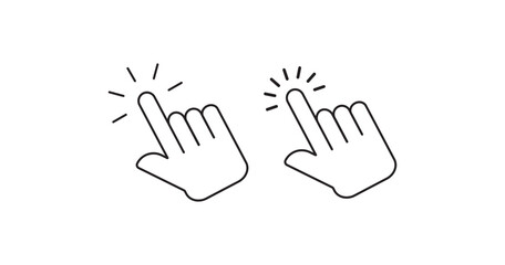 hand clicks icon set.Computer mouse click cursor and hand pointer icon set with arrows and loading icons. pointer icon vectors. isolated on Transparent background, perfect for UI