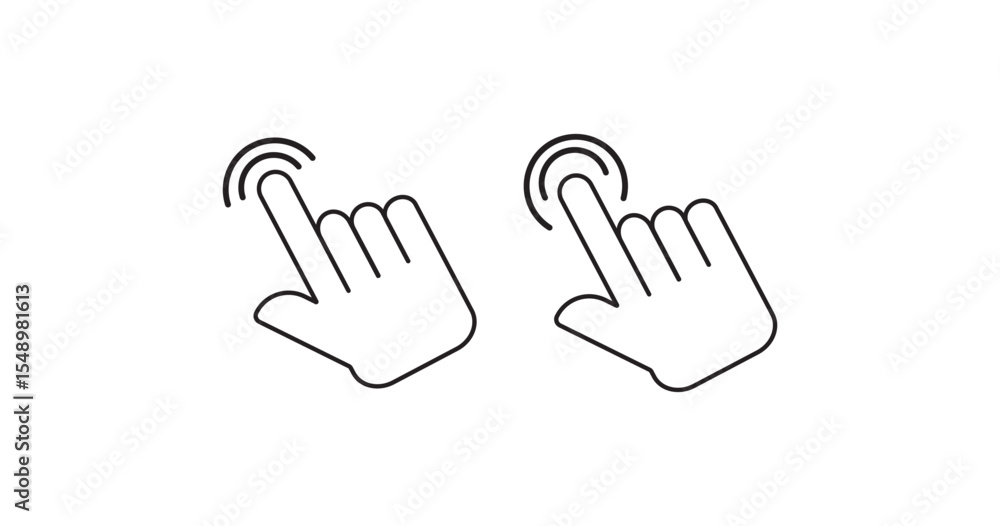 Aufkleber hand clicks icon set.computer mouse click cursor and hand pointer icon set with arrows and loading i