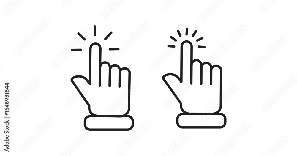 Aufkleber hand clicks icon set.computer mouse click cursor and hand pointer icon set with arrows and loading i