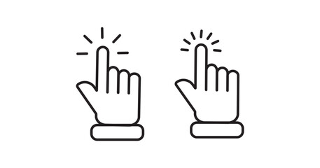 hand clicks icon set.Computer mouse click cursor and hand pointer icon set with arrows and loading icons. pointer icon vectors. isolated on Transparent background, perfect for UI