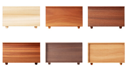 Naklejka premium Collection of wooden boxes and drawers isolated on transparent background