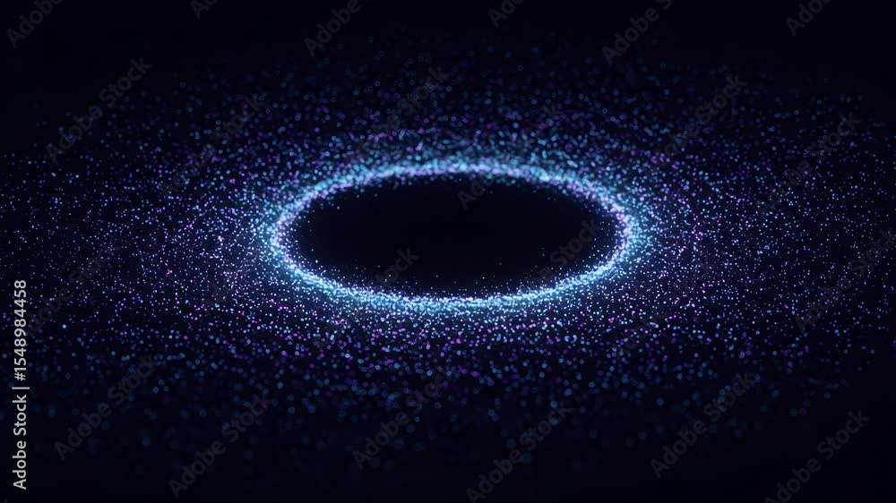 Canvas Prints dynamic ring of blue and purple particles sparkles against dark background animation with futuristic