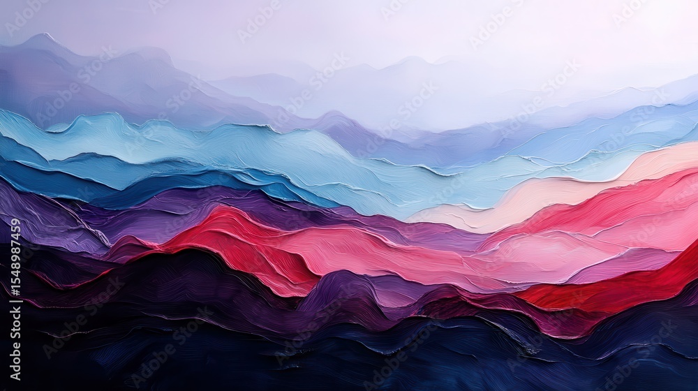 Poster an artistic abstract landscape with bold colors and smooth gradients creates an emotional connection
