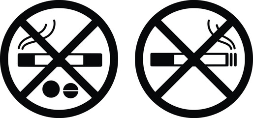 Vector Illustration of No Smoking Symbols in a Clean Environment