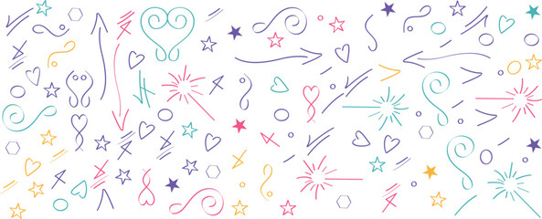 Hand drawn doodle vector set.