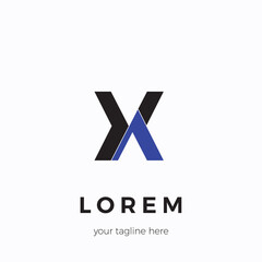 The XA logo letter is blue and black with an overlapping concept. It can also be used for company logos, websites, organizations, and communities.