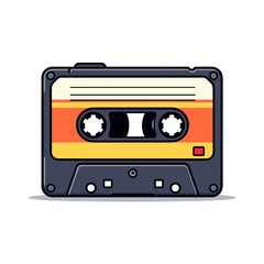 Obraz premium Retro Cassette Tape Illustration with Orange and Yellow Label, a Nostalgic Audio Media Design