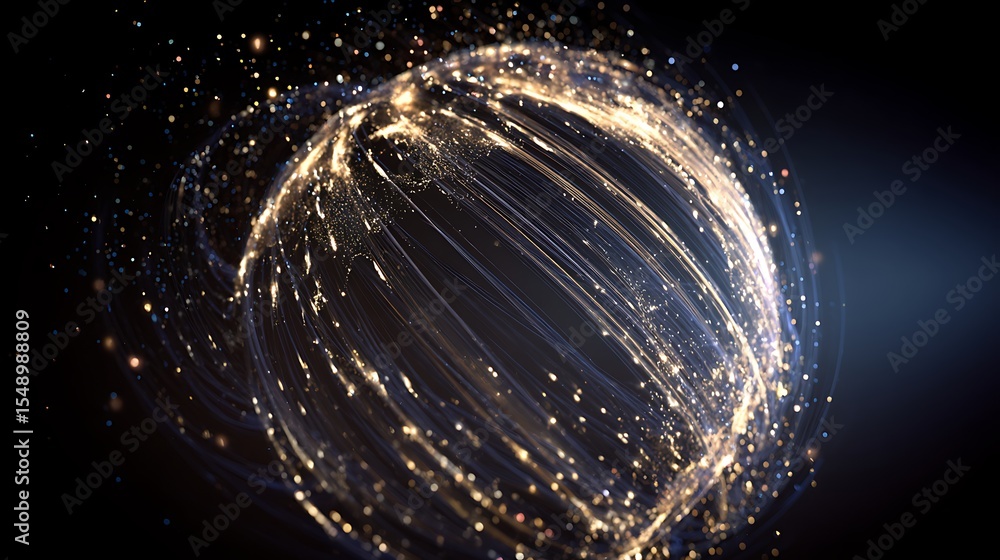 Poster glowing orb of light with sparkling particles