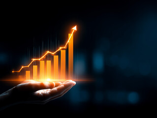 Hand holding business growth chart