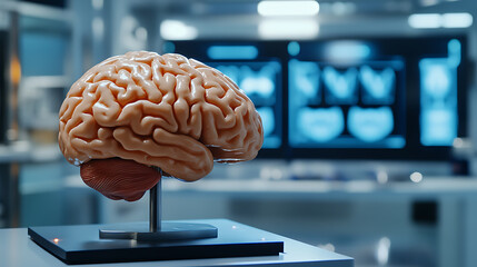 Anatomical Brain Model Displayed in a Laboratory Setting