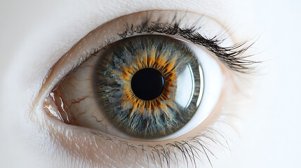 Close-Up of a Human Eye with Detailed Iris Patterns