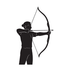 Archer Aiming Bow and Arrow Silhouette Vector Illustration Design