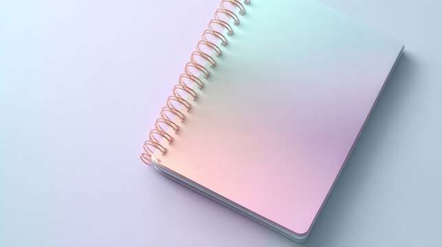 Colorful Spiral Notebook on Pastel Background