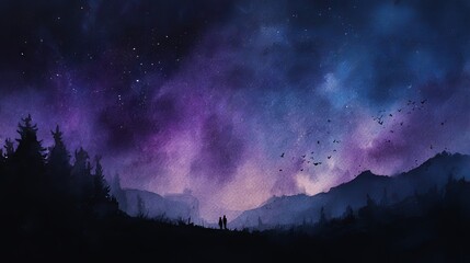 Fototapeta premium Purple fantasy galaxy