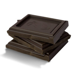 A stack of dark chocolate bars, showcasing their rich texture and design.