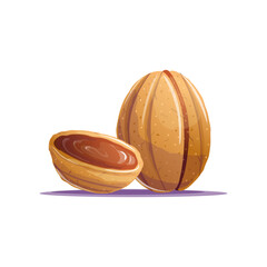 walnut-shaped cookie filled with creamy condensed milk! This cartoon-style treat is perfect for bakery-themed designs, sweet menus, and cozy dessert illustrations.